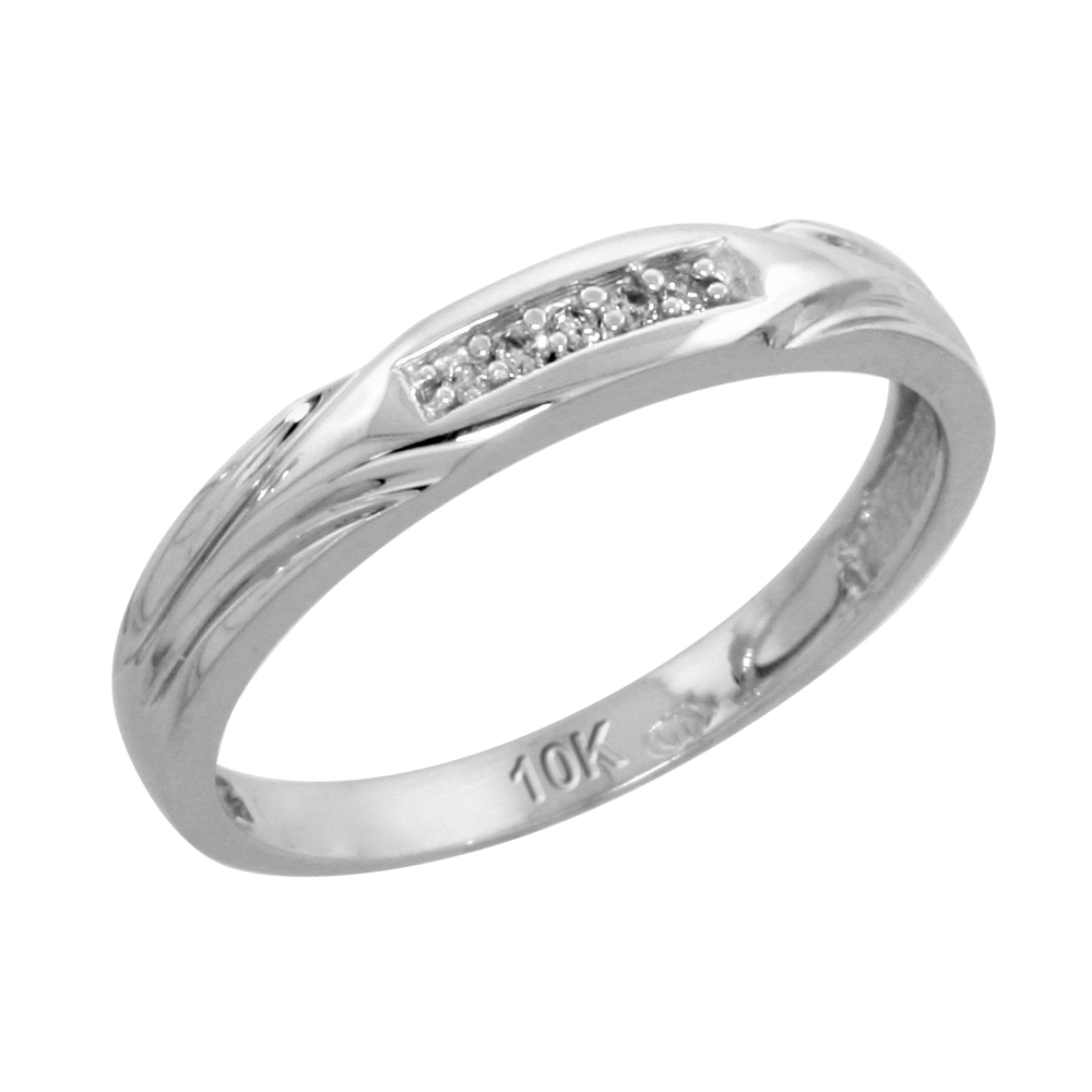 10k White Gold Ladies&#039; Diamond Wedding Band, 1/8 inch wide