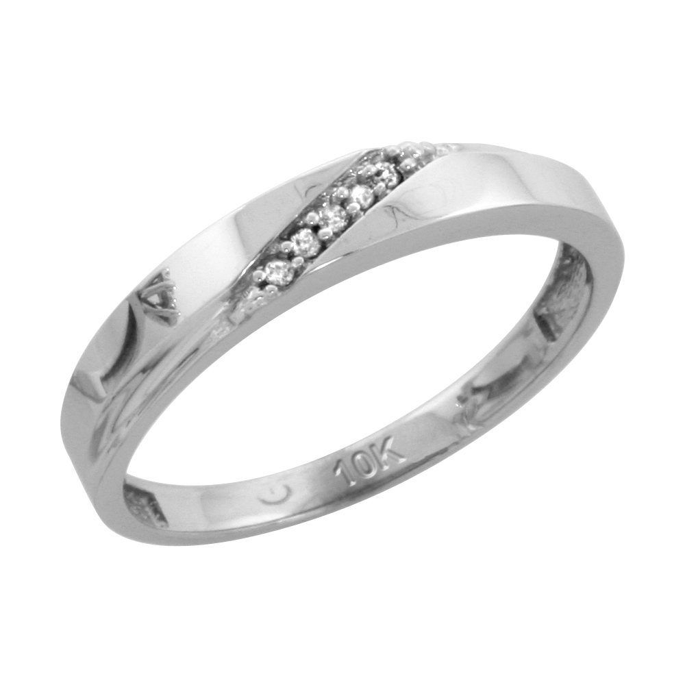 10k White Gold Ladies&#039; Diamond Wedding Band, 1/8 inch wide