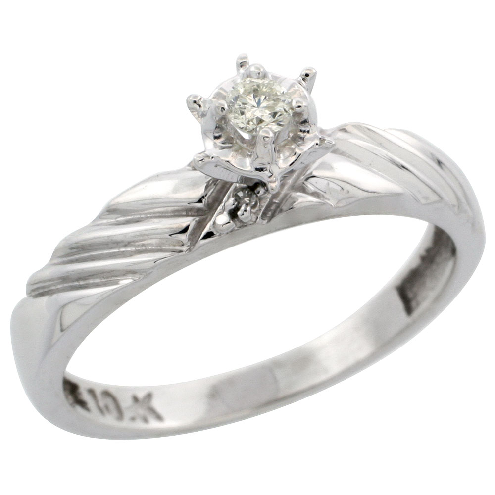 10k White Gold Diamond Engagement Ring, 1/8inch wide