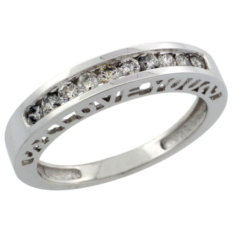 10k White Gold Ladies&#039; Diamond Ring Band w/ 0.28 Carat Brilliant Cut Diamonds, 5/32 in. (4mm) wide