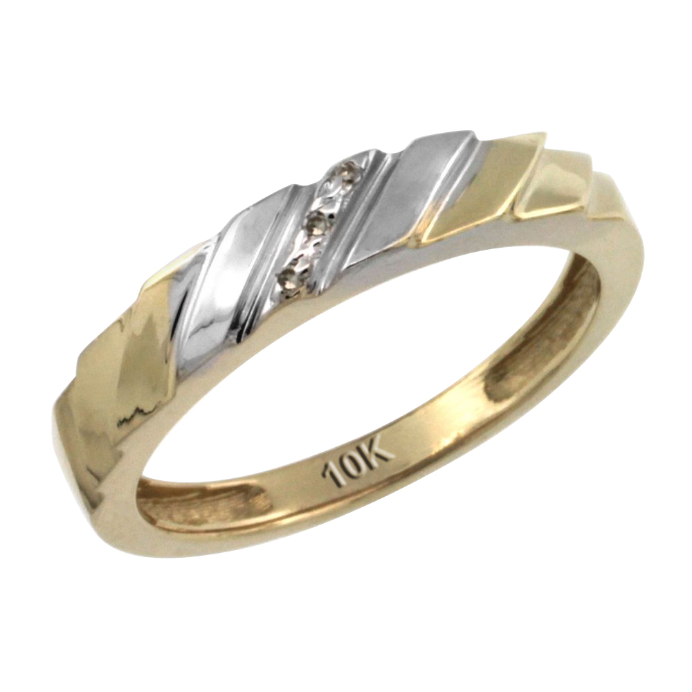 14k Gold Ladies&#039; Diamond Wedding Ring Band, w/ 0.019 Carat Brilliant Cut Diamonds, 5/32 in. (4mm) wide