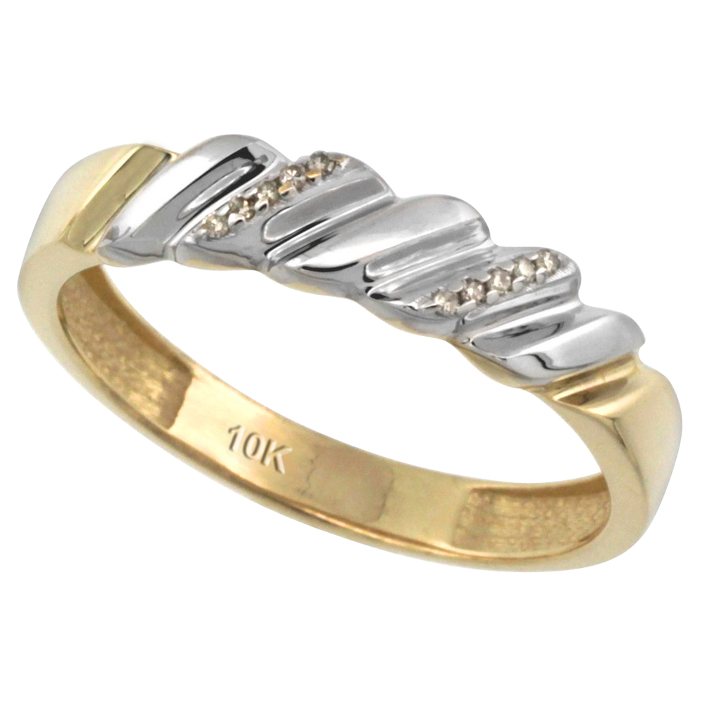 14k Gold Men&#039;s Diamond Wedding Ring Band, w/ 0.063 Carat Brilliant Cut Diamonds, 3/16 in. (5mm) wide