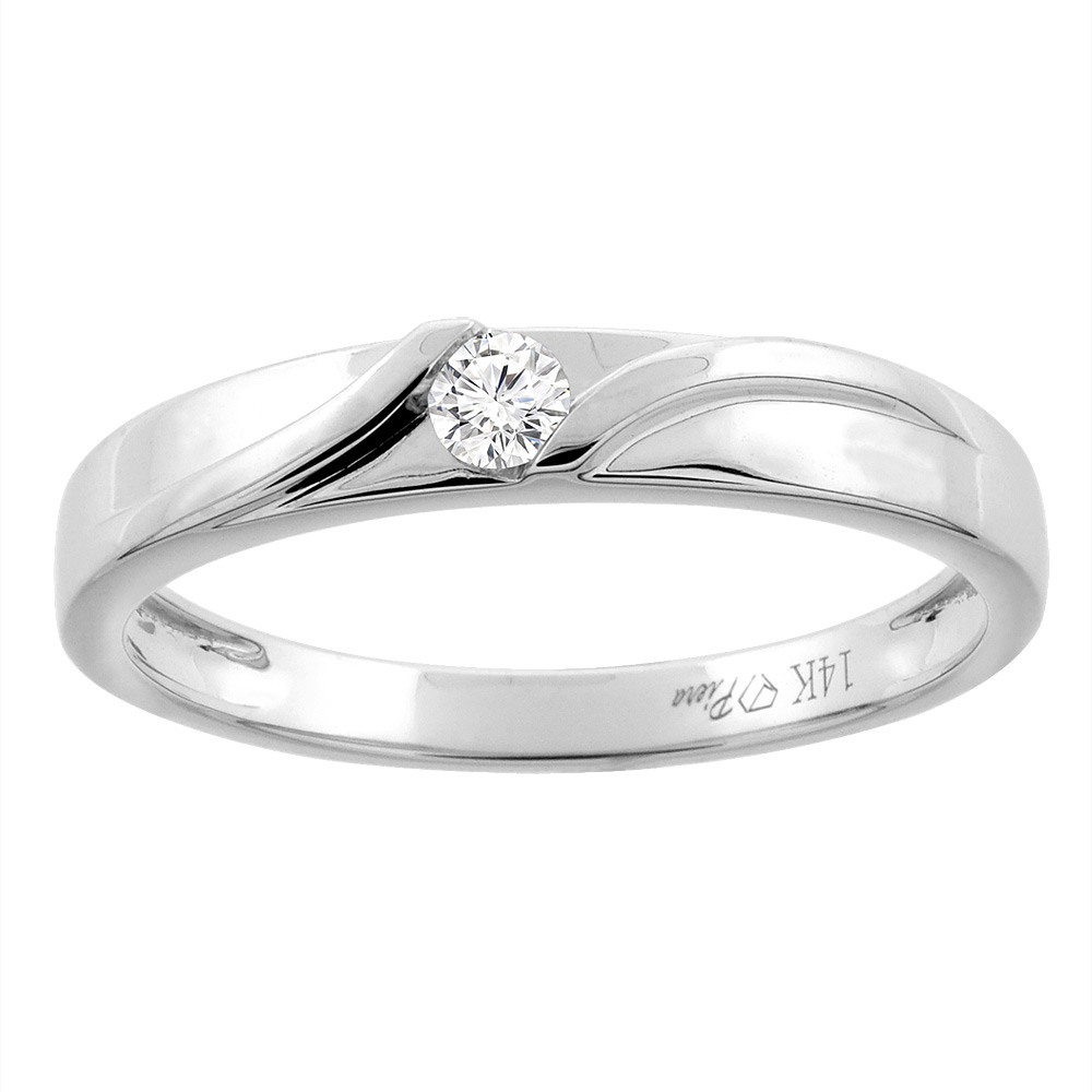 14K White Gold Ladies&#039; Diamond Wedding Band 3 mm 0.07 cttw, sizes 5 - 10