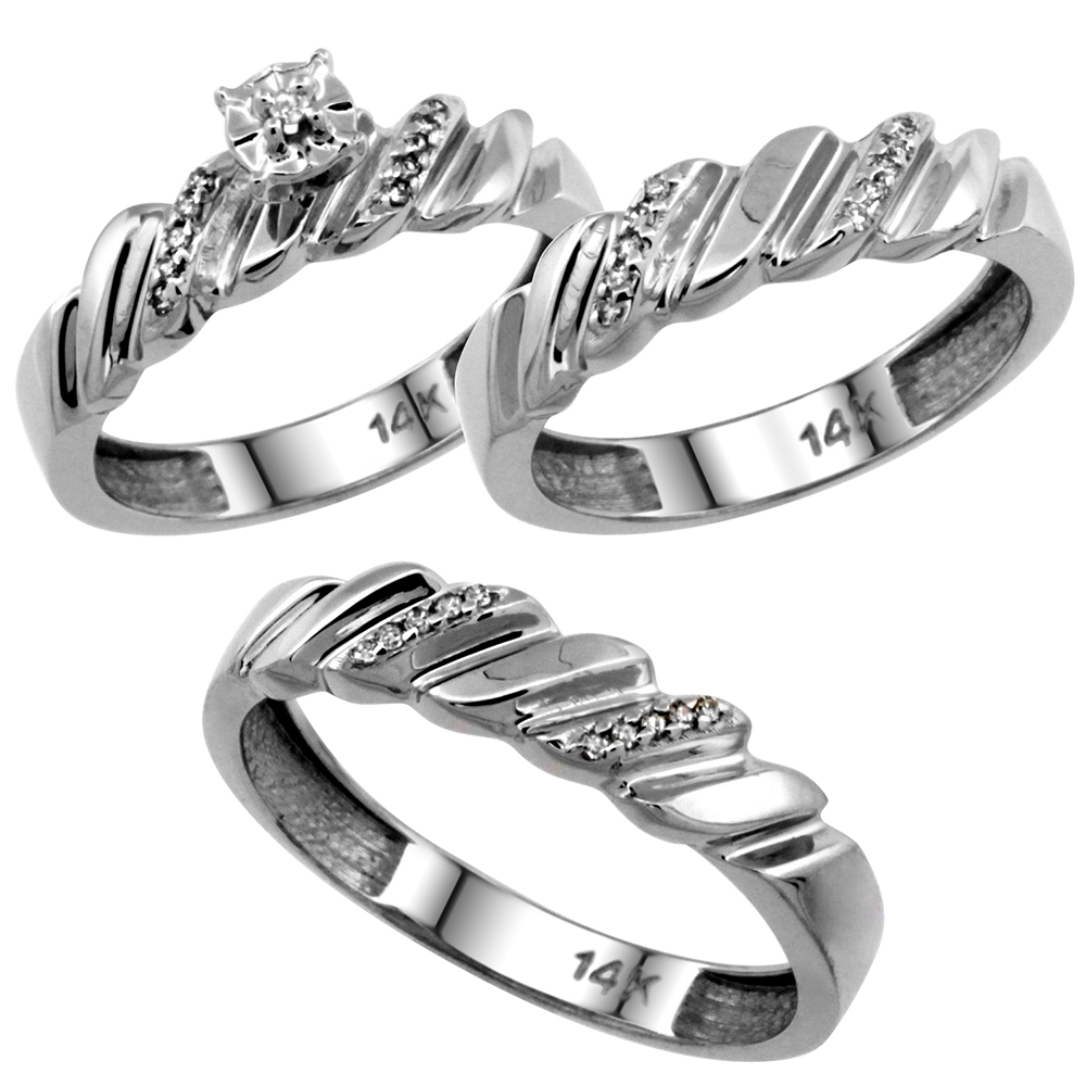 14k White Gold Ladies&#039; Diamond Wedding Ring Band, w/ 0.063 Carat Brilliant Cut Diamonds, 5/32 in. (5mm) wide