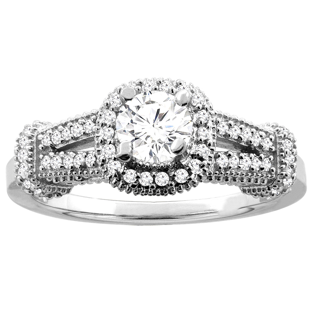 10K Yellow Gold 0.70 cttw Diamond Halo Engagement Ring, sizes 5 - 10