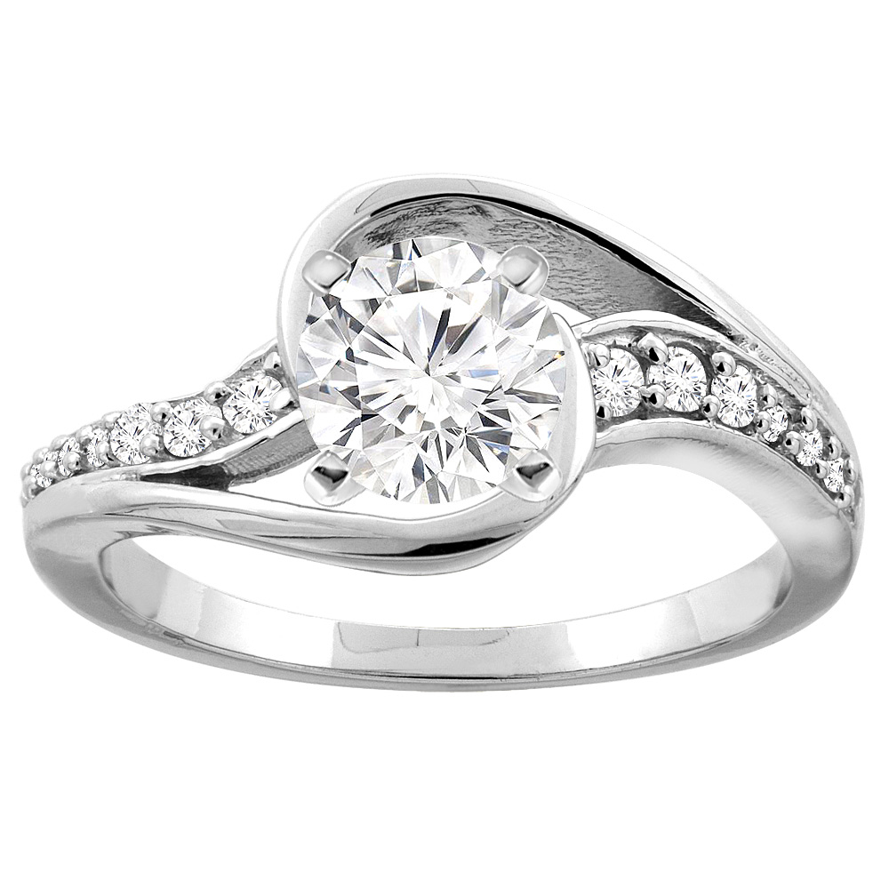 14K White/Yellow Gold Bypass Diamond Engagement Ring Round 0.64cttw., sizes 5 - 10