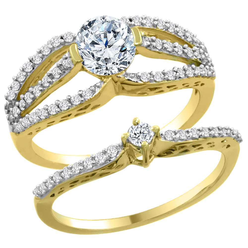 14K Yellow Gold Diamond 2-piece Engagement Ring Set 0.50ct, sizes 5 - 10