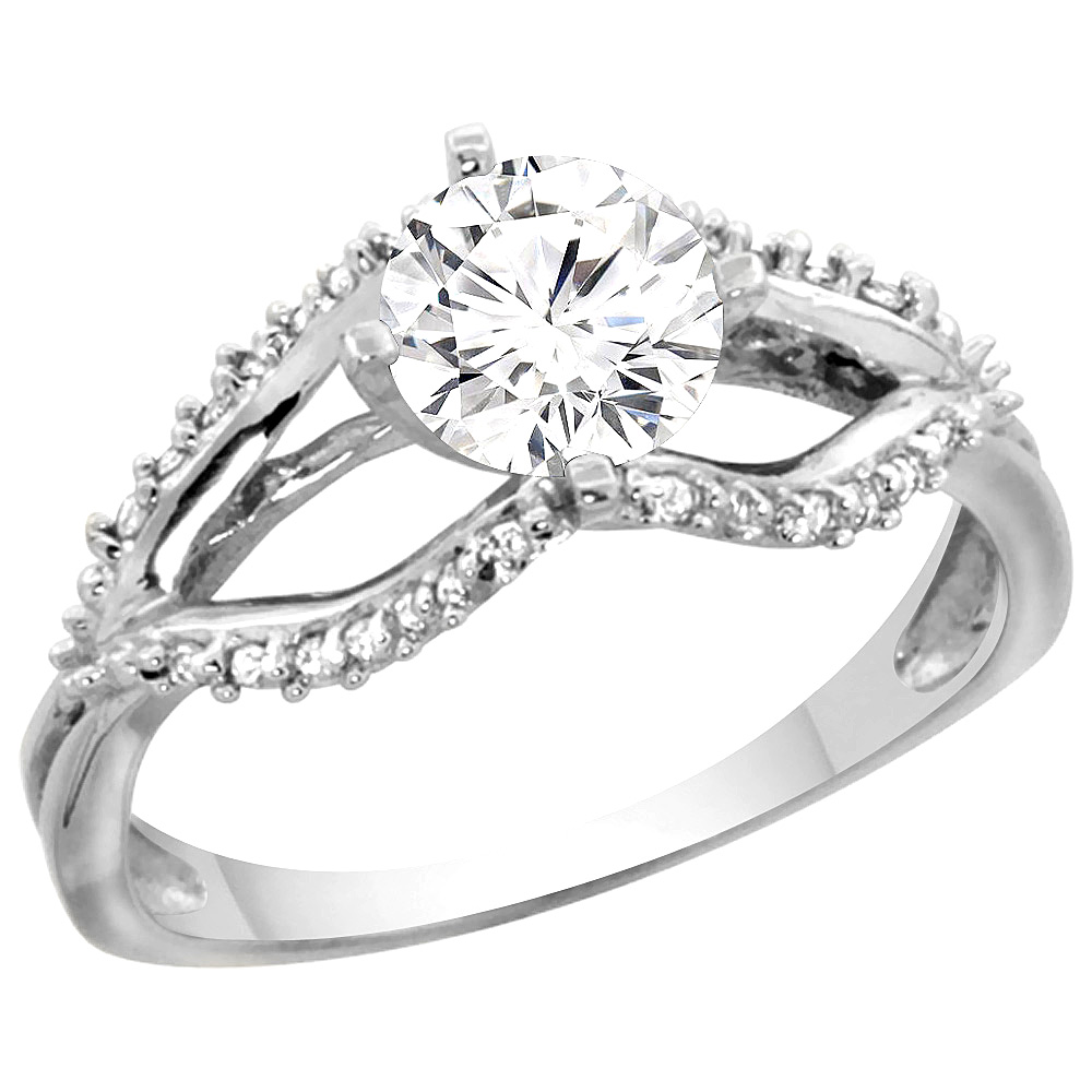 14k White Gold 0.87cttw Diamond Ring & Accents, 5/16 inch wide, sizes 5 - 10