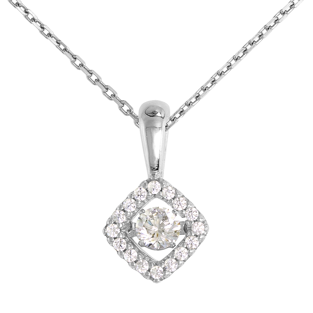 Sterling silver Dancing CZ Halo Pendant Micro Pave NO CHAIN