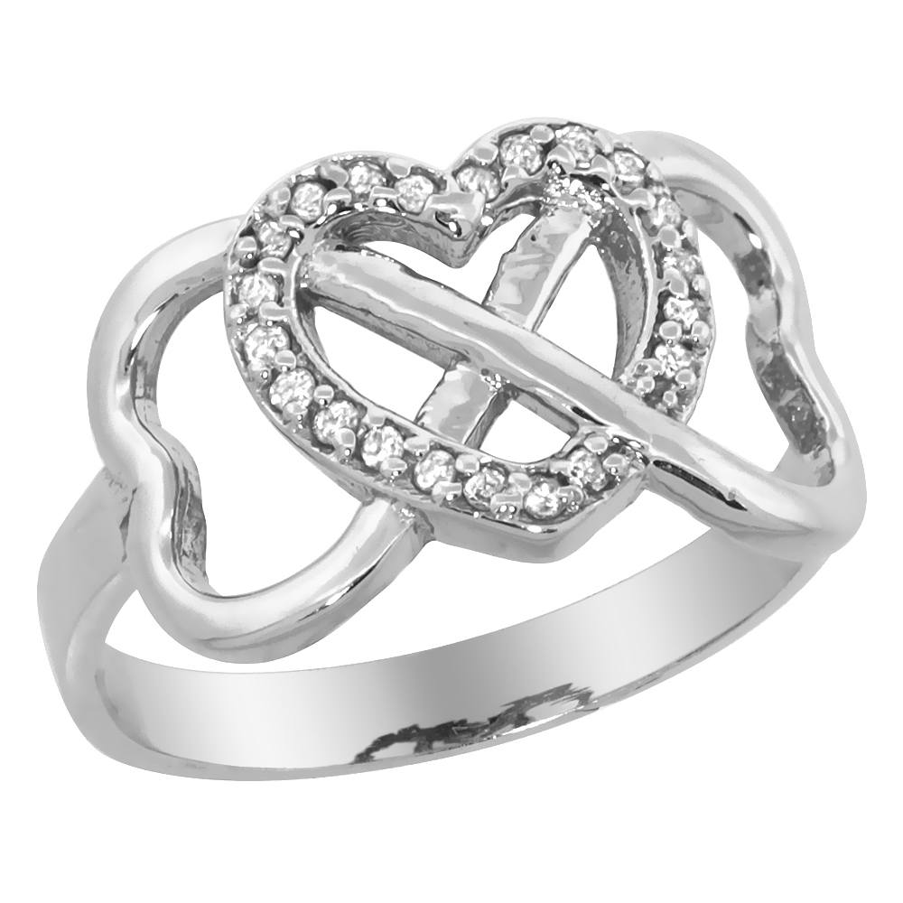 10K White Gold Diamond Infinity Heart Ring, sizes 5 - 10