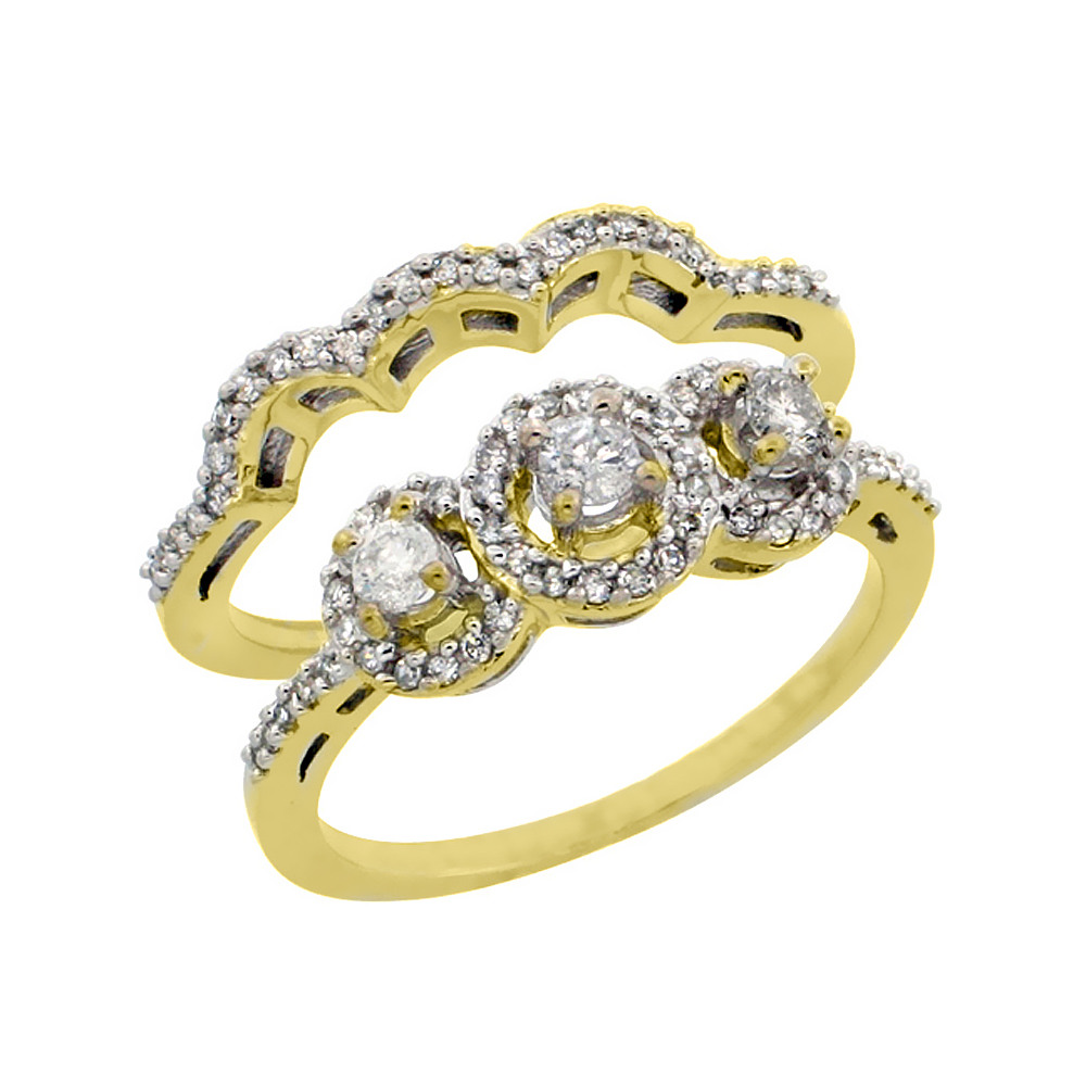 10K Yellow Gold 2-Piece Diamond Engagement Ring Set 0.48 cttw Brilliant Cut Diamonds 5/16 inch wide