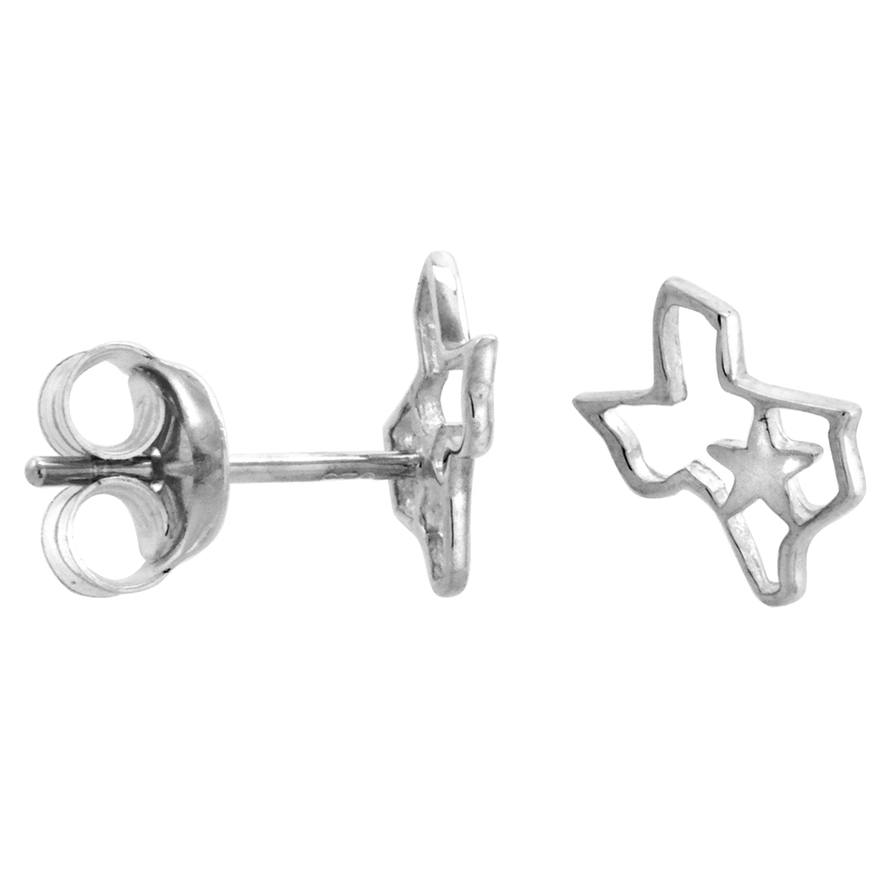 Tiny Sterling Silver Texas Stud Earrings 5/16 inch