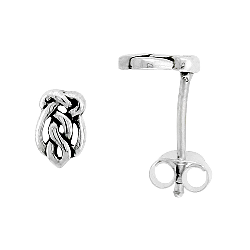 Sterling Silver Celtic Motherhood Knot Stud Earrings, 1/4 inch