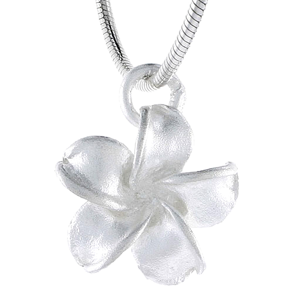 Sterling Silver Hawaiian Plumeria Pendant, 7/16 inch wide