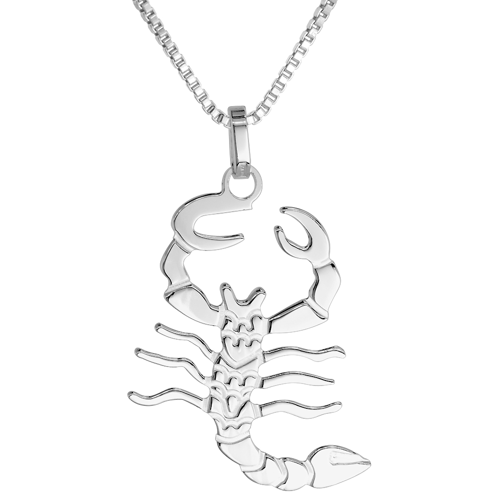 Sterling Silver Scorpion Pendant 1 1/4 inch high with No Chain Included