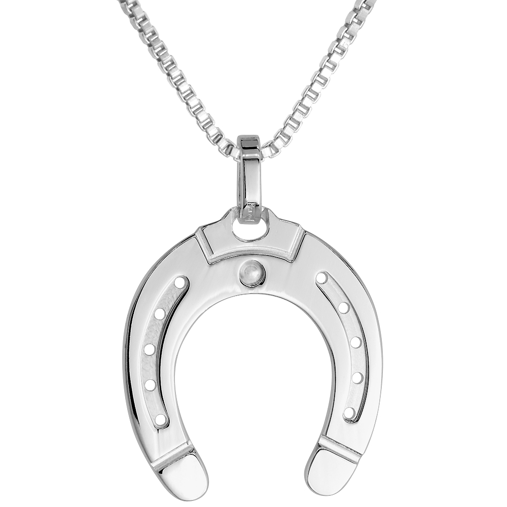 Sterling Silver Horseshoe Pendant 1 inch high with No Chain Included