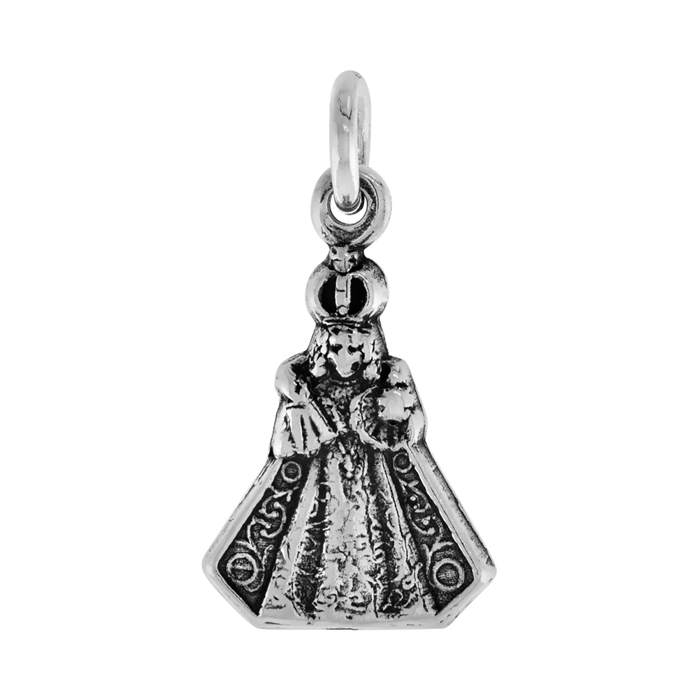 Sterling Silver Infant Jesus of Prague Charm, 3/4 inch tall