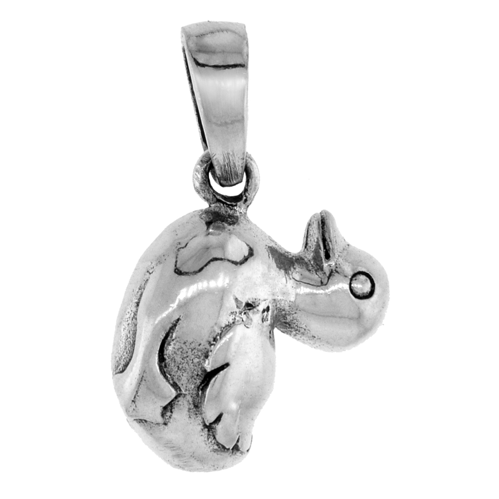 7/8 inch Sterling Silver Rubber Ducky Pendant Diamond-Cut Oxidized finish NO Chain