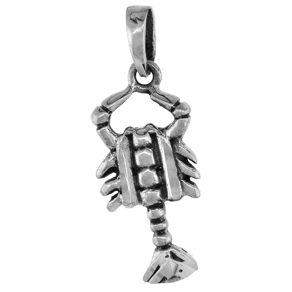 1 inch Sterling Silver Lobster Necklace Diamond-Cut Oxidized finish available with or without chain