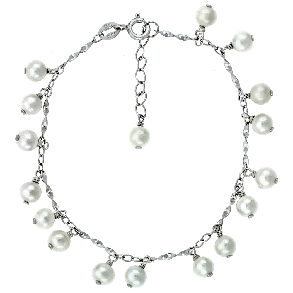Sterling Silver Pearl Bracelet 5.5 mm Freshwater, 6 inch + 1.5 inch Extension