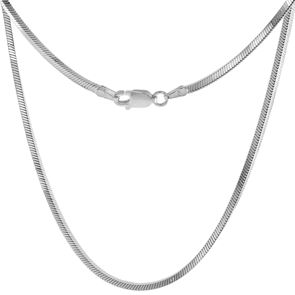 Sterling Silver Square Snake Chain Necklaces & Bracelets 1.8mm Heavy Nickel Free Italy, Sizes 7 - 30 inch