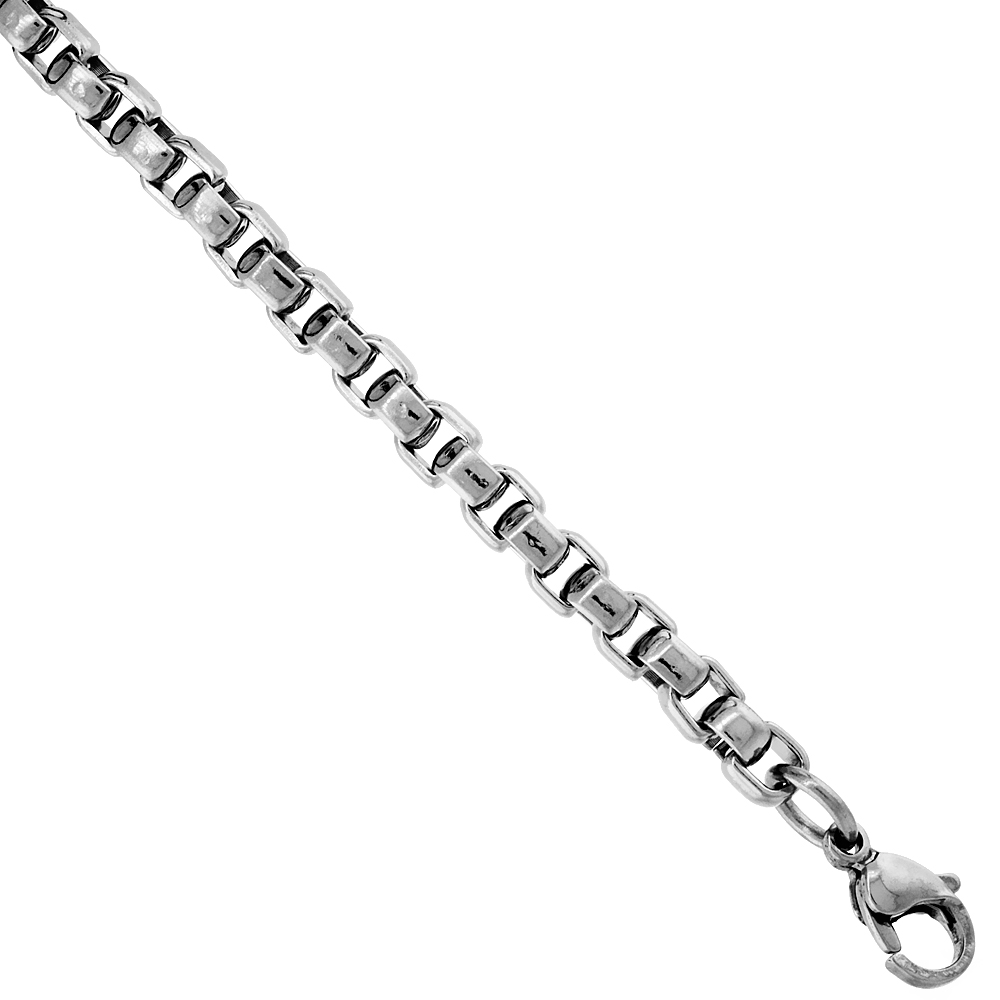 Surgical Steel Heavy Round Box Chain Necklace 5 mm, sizes 20, 22, 24 &amp; 30 inch 