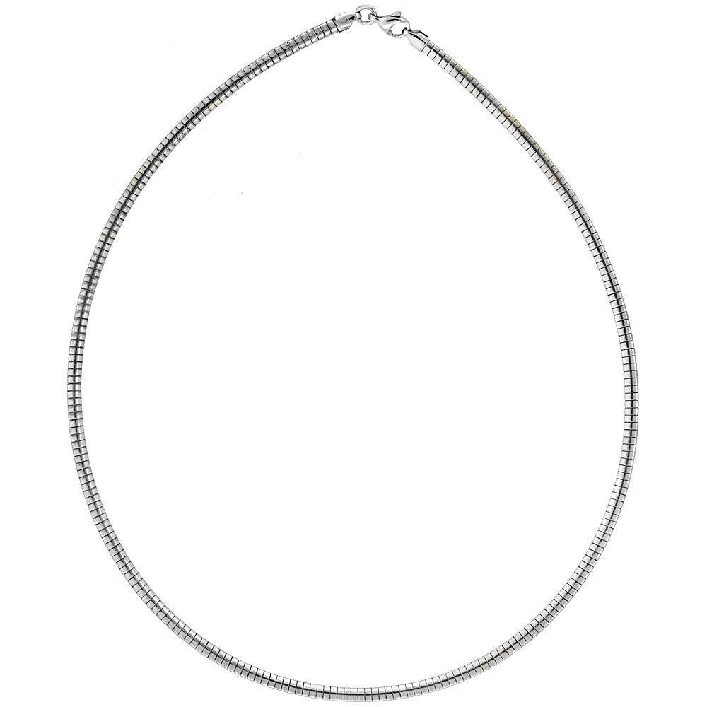 Stainless Steel Omega Necklace 4 mm wide, sizes 16 &amp; 18 sizes