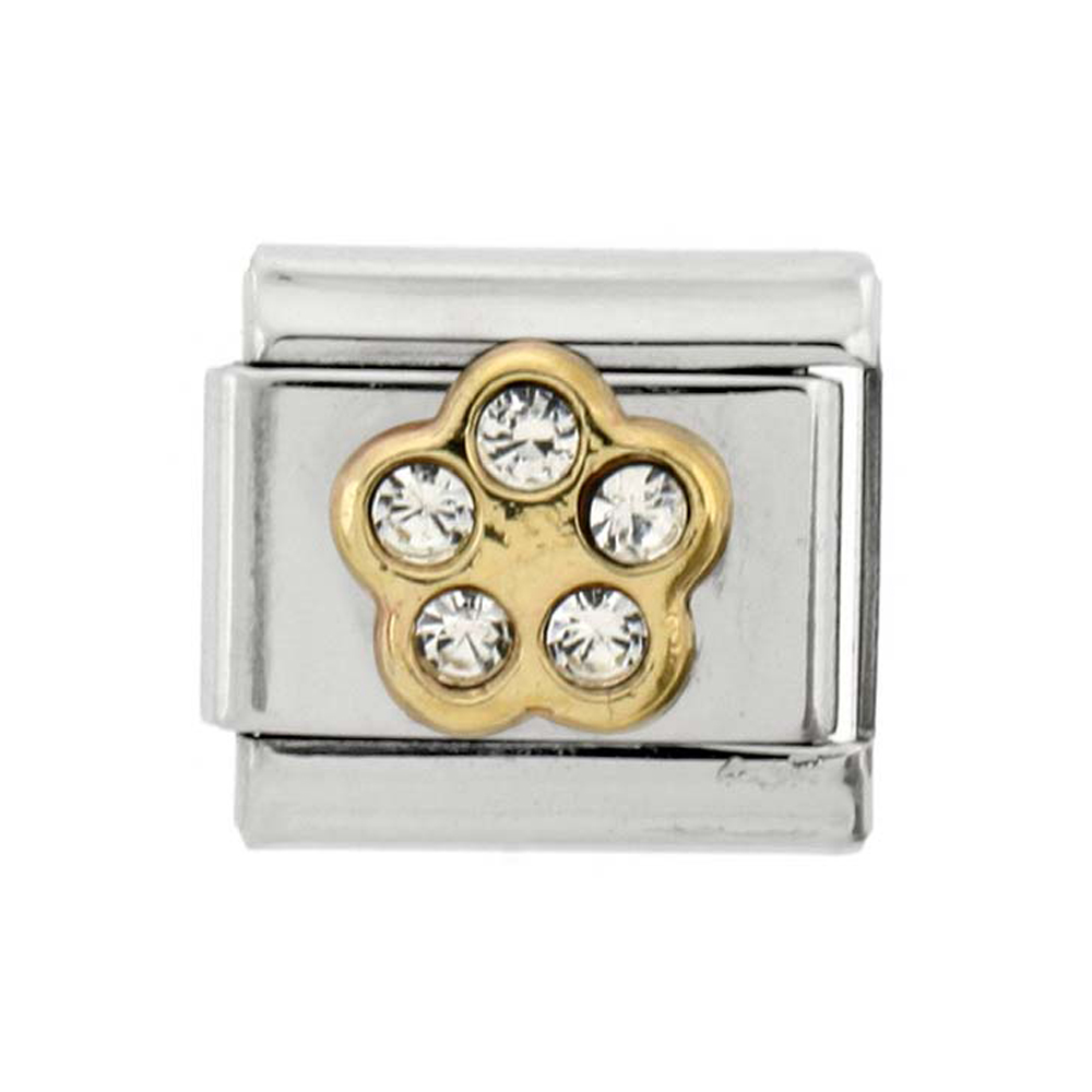 Stainless Steel 18k Gold April Birthstones Charm for Italian Charm Bracelets 5 Stone