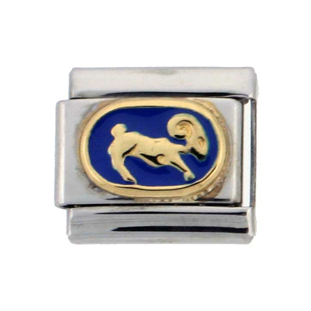 Stainless Steel 18k Gold Aries Zodiac Sign Charm for Italian Charm Bracelets