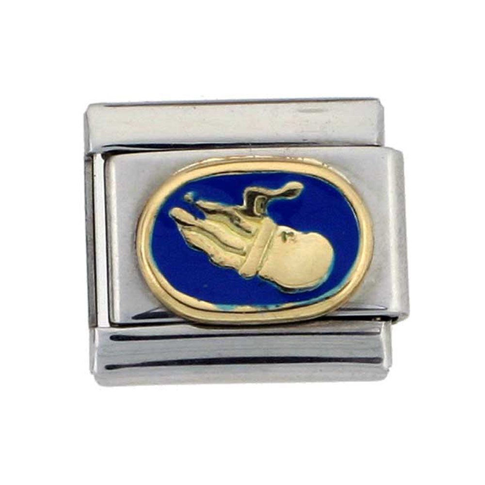 Stainless Steel 18k Gold Aquarius Zodiac Sign Charm for Italian Charm Bracelets