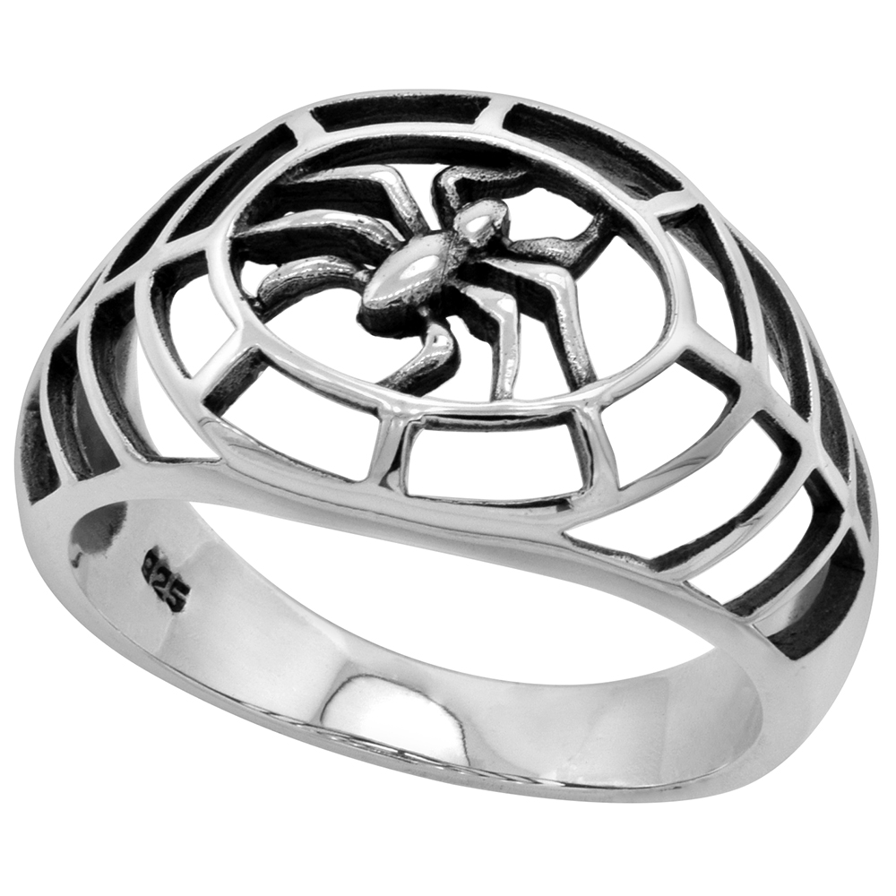 Sterling Silver Spider Web Ring 5/8 inch wide, sizes 6 - 10