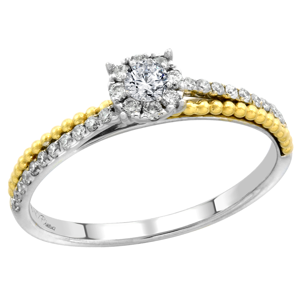14k White Gold Diamond Halo Genuine Garnet Solitaire Engagement Ring Round Brilliant cut 3mm, size 5-10