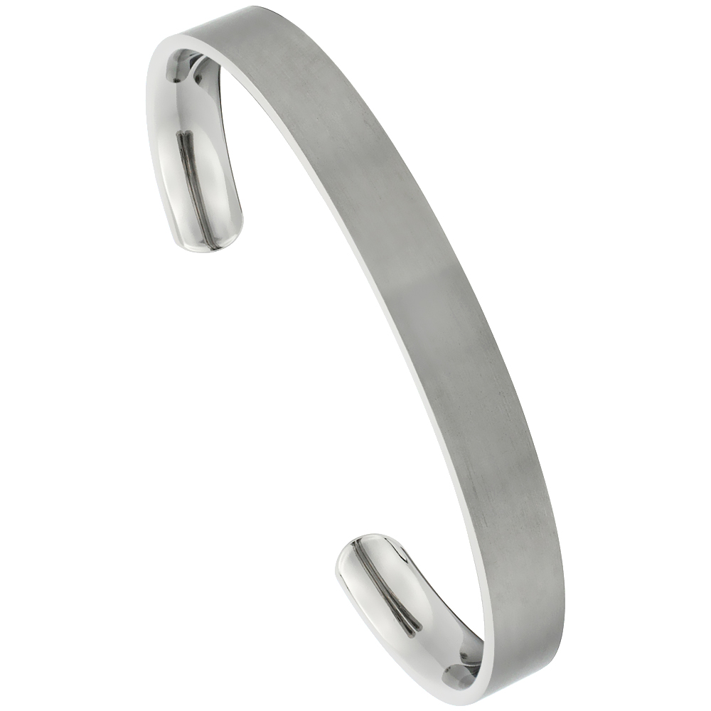 8 mm Flat Titanium Cuff Bracelet for Men &amp; Women Matt finish Comfort-fit 8 inch Wrist size 5/16 inch wide