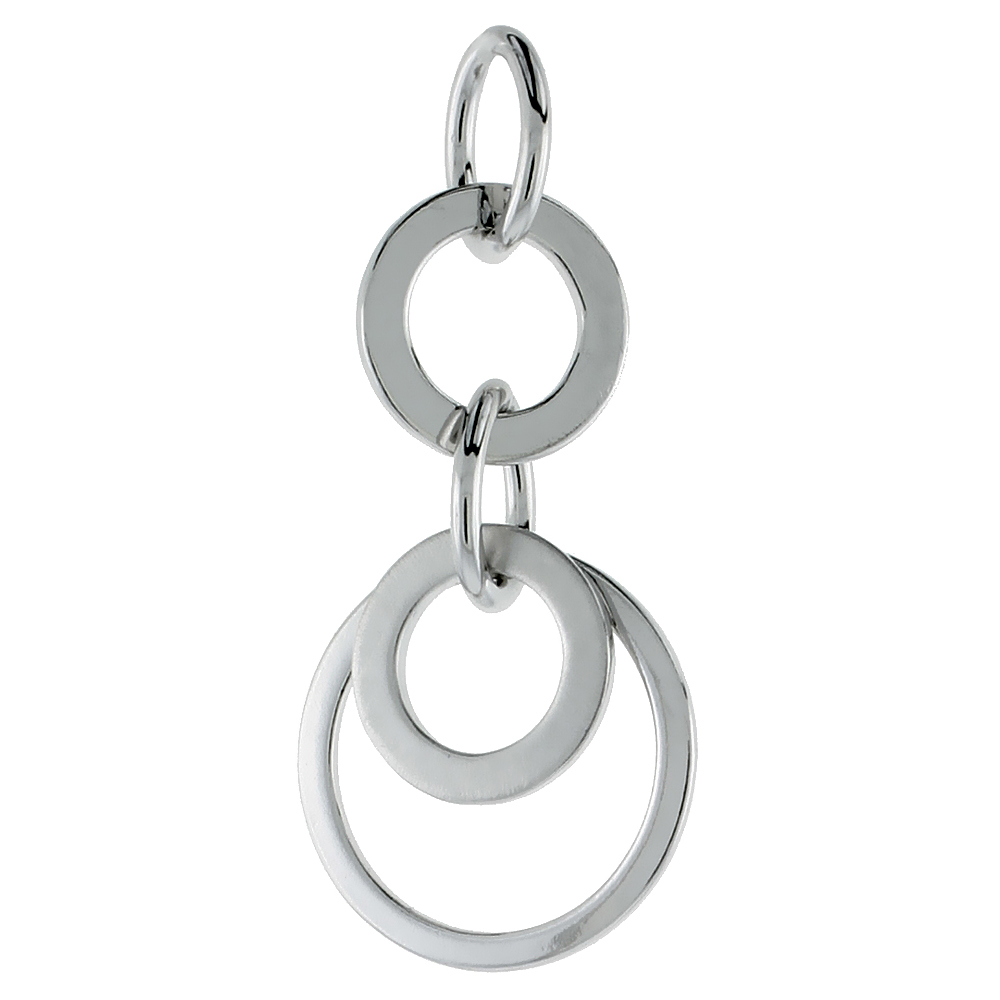 Sterling Silver Dangling Circles Pendant, 1 3/16 (30 mm)