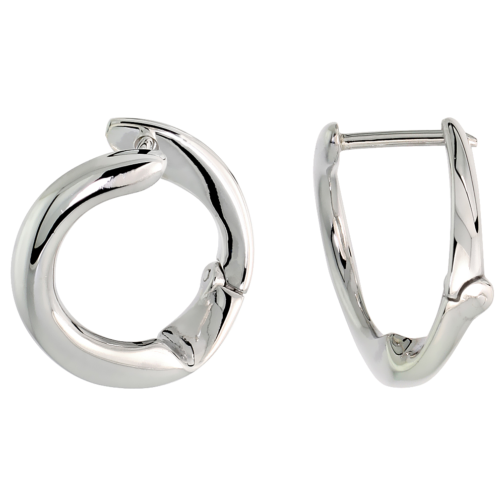 High Polished Fancy Hoop Earrings in Sterling Silver, 5/8" (16 mm) tall