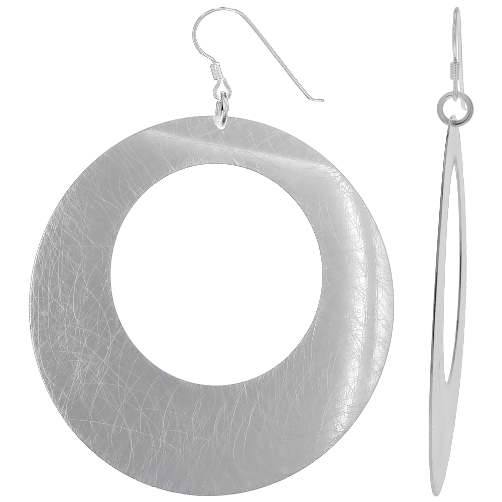 Sterling Silver Extra Large Doughnut Dangle Earrings, 2 9/16 in. (65 mm)