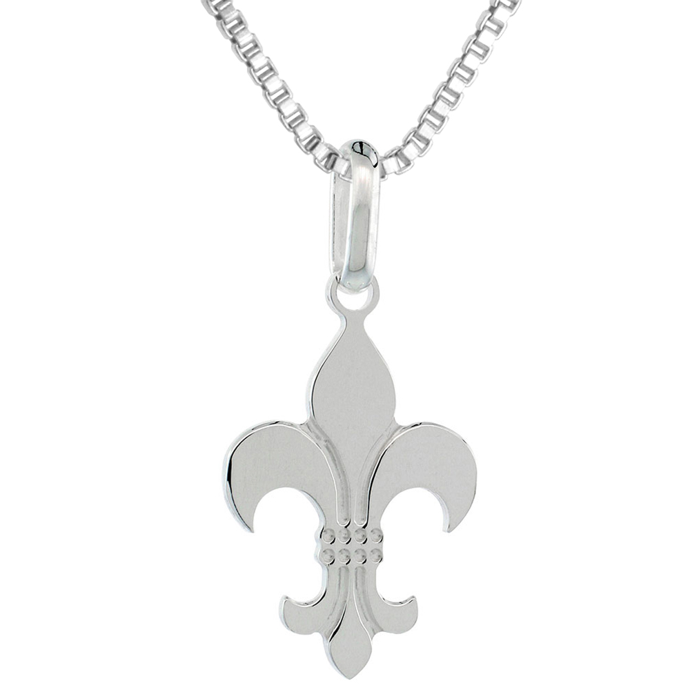 Sterling Silver Fleur De Lis Pendant 1 1/16 inch high with No Chain Included