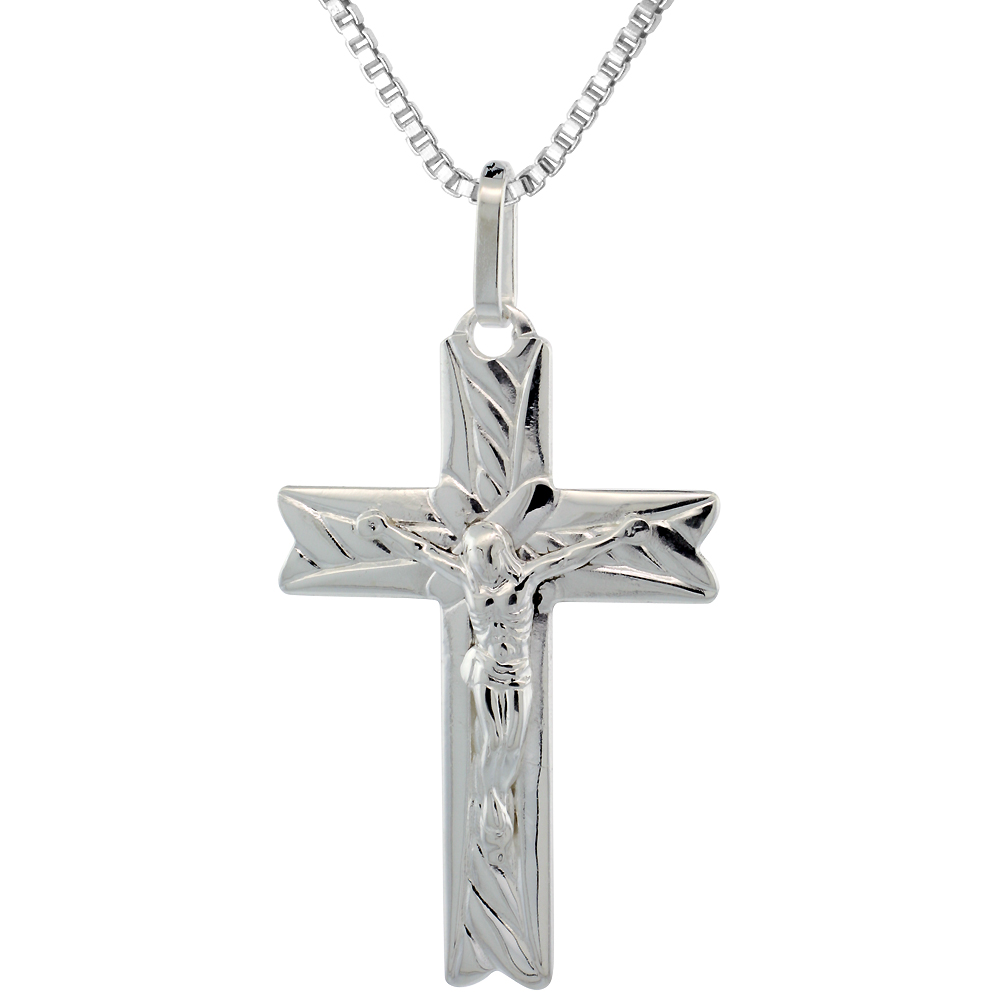 Sterling Silver Crucifix Pendant Roped Center 1 1/2 inch high with No Chain Included