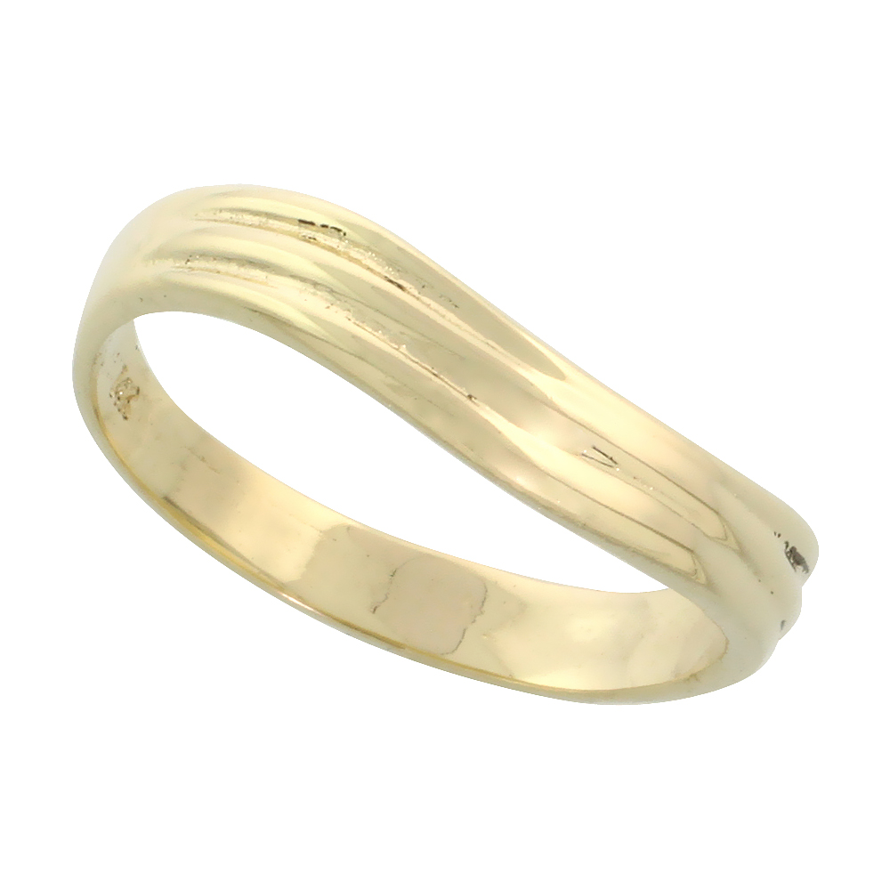 14k Gold Grooved Wavy Ring, 5/32" (4mm) wide