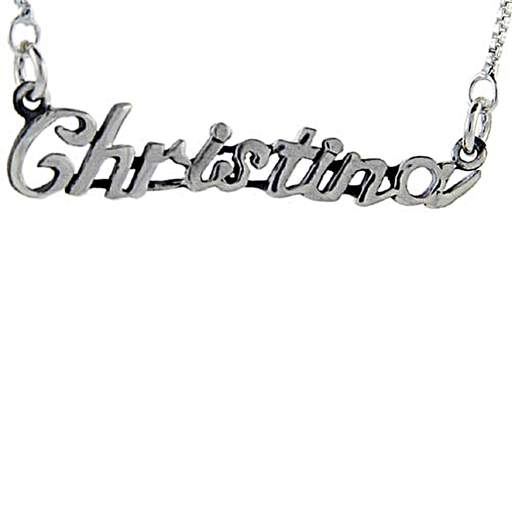 Sterling Silver Name Necklace Christina 3/8 Inch, 17 Inches Long