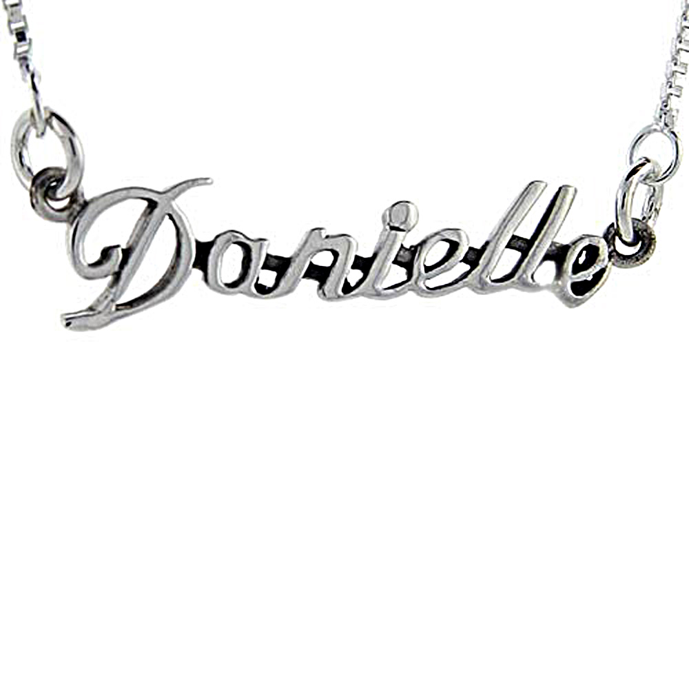 Sterling Silver Name Necklace Danielle 3/8 Inch, 17 Inches Long