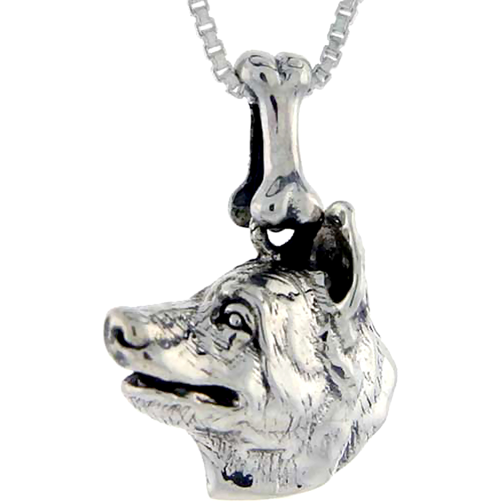 Sterling Silver Norwegian Elkhound Dog Pendant �