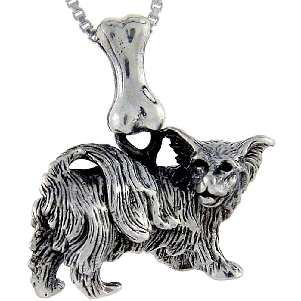 Sterling Silver Papillion Dog Pendant �