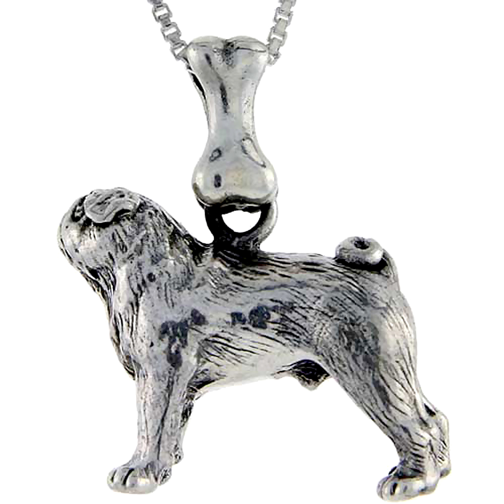 Sterling Silver Pug Dog Pendant �