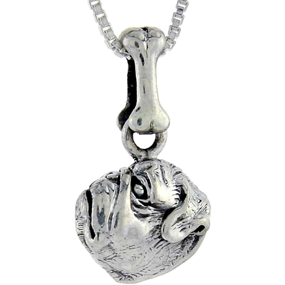 Sterling Silver Pug Dog Pendant �