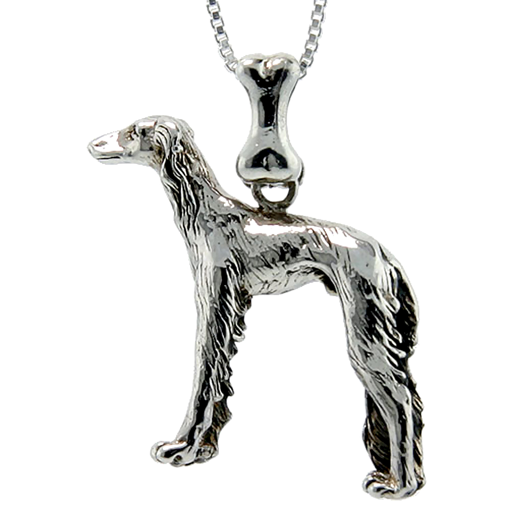 Sterling Silver Saluki Dog Pendant �