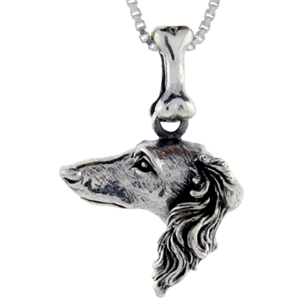 Sterling Silver Saluki Dog Pendant �