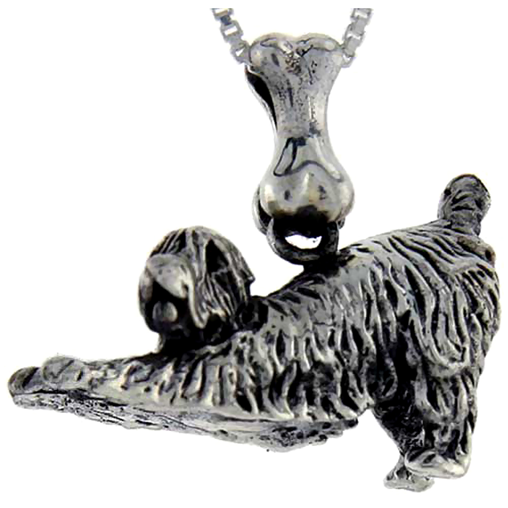 Sterling Silver Soft Coated Weather Terrier Dog Pendant �