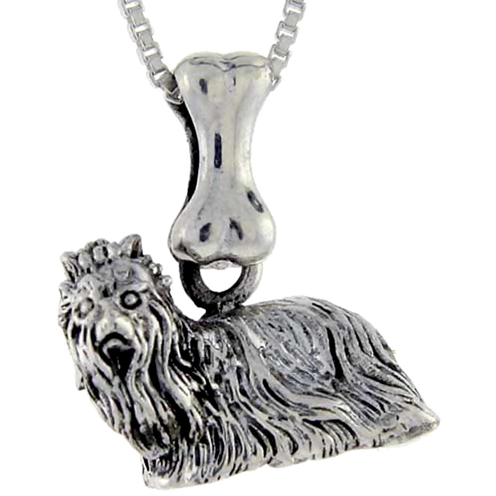 Sterling Silver Yorkshire Terrier Dog Pendant �