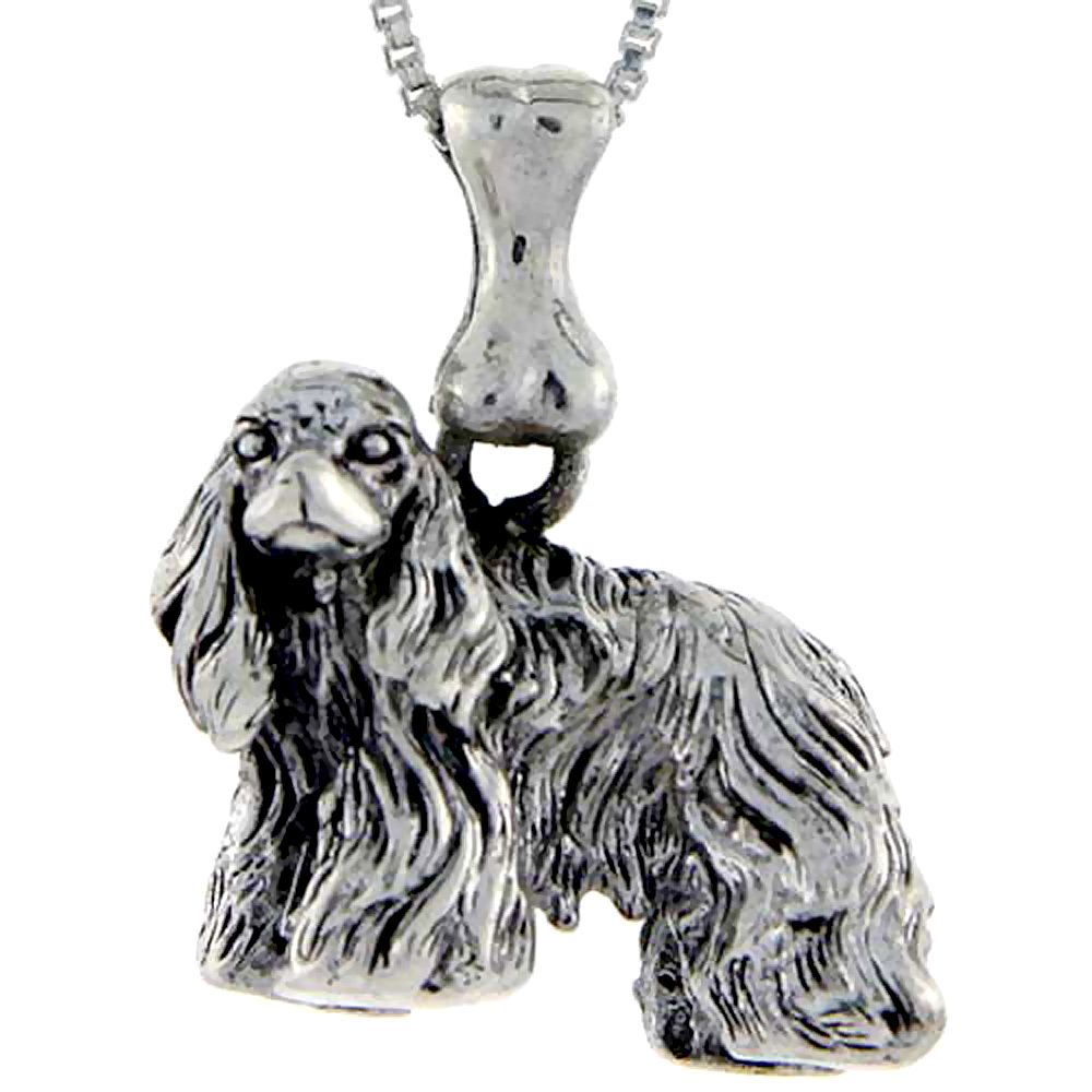 Sterling Silver American Cocker Dog Pendant �